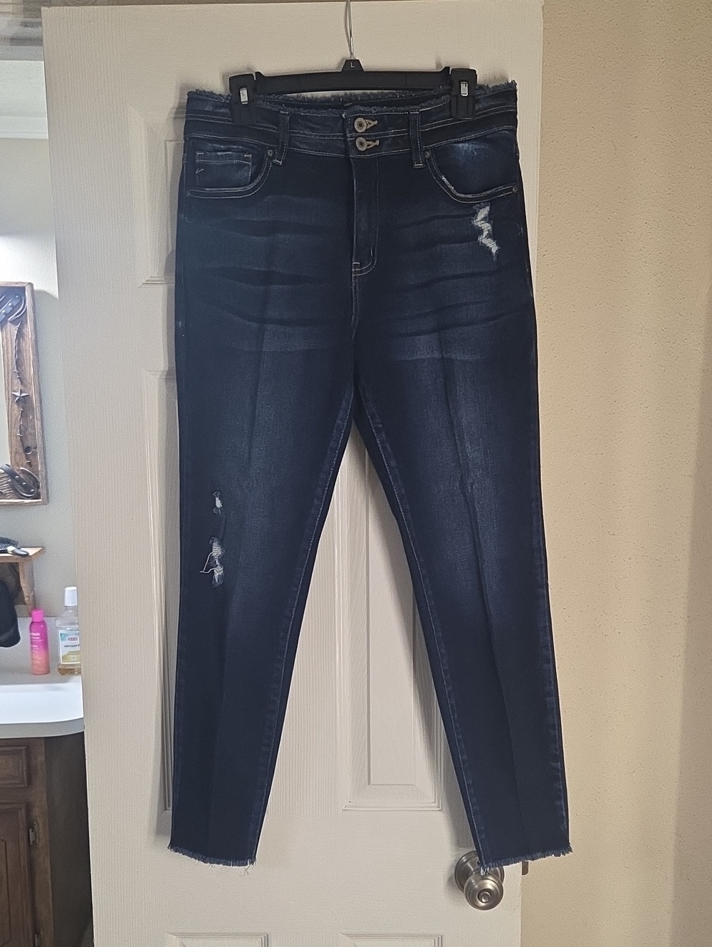 KanCan Dark Indigo High-Rise Distressed Jeggings